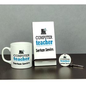 Computer Teacher Üçlü Set (Kupa + Telefon Standı + Anahtarlık)