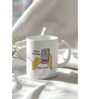 Mizahi Motivasyon Söz Tasarımlı 330ml Baskılı Beyaz Seramik Kupa Bardak