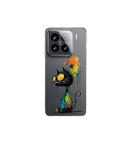 Xiaomi Mi 14 ile Uyumlu Splash Kedi Tasarımlı Şeffaf Silikon Kılıf