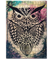 Cakapuzzle Soyut Baykuş Mıstık Puzzle Yapboz MDF (Ahşap) (120 Parça)