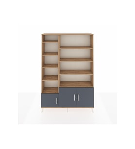 Arges Dolap 10 Raflı 3 Kapaklı 132x30x195 Çam-Antrasit/Çam