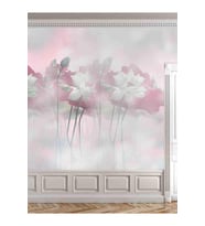 Dreamwall Lotus Çiçeği Desenli Yırtılmaz Slinebilir Tekstil Duvar Kağıdı (Beyaz-Pembe)
