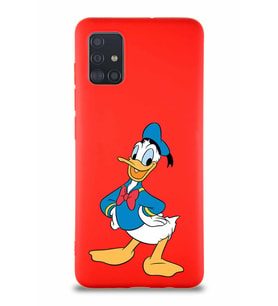 Samsung Galaxy M31S Soft Premier Kapak Donald Duck-C Tasarımlı Silikon Kılıf - Kırmızı (Şeffaf)