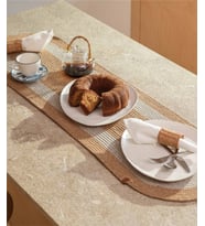 Koza Home Cesta Amerikan Servis El Yapımı Pamuklu Natural Gri Jüt Örme Dekoratif Runner 37x136cm 9027