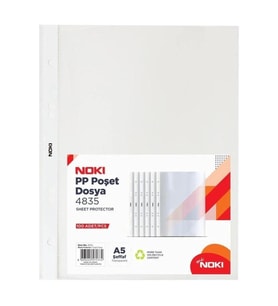 NOKI 4835 ŞEFFAF PP POŞET DOSYA A5 100'LÜ TEK PAKET