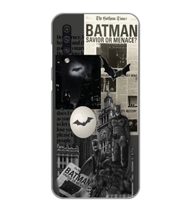 Samsung Galaxy A70 Uyumlu Batman Kolaj Tasarımlı Şeffaf Telefon Kılıfı