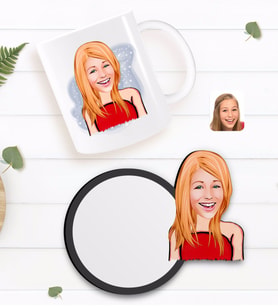 BK Gift Kişiye Özel Kadın Karikatürlü Beyaz Kupa ve Ahşap Bardak Altlığı Hediye Seti-33