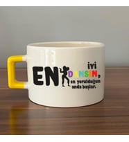 En İyi Dansın Baskılı Kadınlar Günü Sarı Kulplu C Fincan