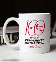 BK Gift 29 Ekim Temalı Beyaz Kupa Bardak-6, Arkadaşa Hediye , 29 Ekim Hediyesi, 100.Yıl Hediyesi