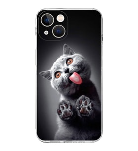 PrintiFy iPhone 13 Mini ile Uyumlu Kedi 2 Kamera Korumalı Şeffaf Kılıf