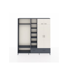 Arges Dolap 12 Raflı 2 Çekmeceli 2 Askılı 220x30x243 Antrasit-Aytaşı/Antrasit