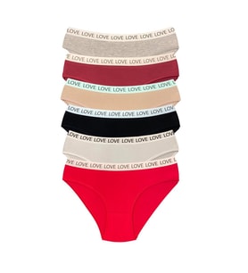6 Adet Pamuklu Esnek Kadın Slip Bikini Külot Geniş Lastikli Baskılı
