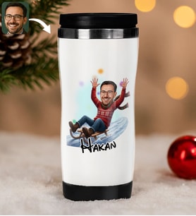 BK Gift Kişiye Özel Erkek Yılbaşı Karikatürlü Çelik Termos Bardak - 8, Yılbaşı Hediyesi, Yeni Yıl Hediyesi