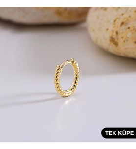 14 Ayar Altın Minik Modern Burgulu Tek Halka Küpe 0,64 gr