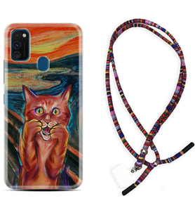 Samsung M21 M22 M23 M30 M31S M32 Kılıf Boyun Asklı Rasta Silikon Tablo Cat 1788