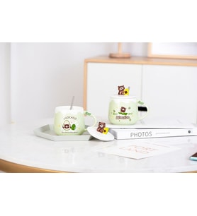 400ml Seramik Sevimli Avokado Kapaklı Kupa Bardak Seti Drinkware