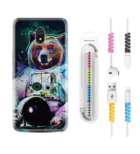Xiaomi Redmi 8A 8 Pro 9C 9T 10C 11T Pro Kılıf Kablo Koruma Spiral Silikon Astronot Panda 1755