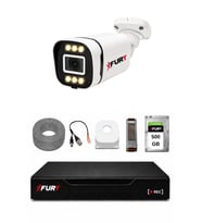 FURY 1 Kameralı 5MP Lens 1080P 6 Warm LED Renkli Gece Görüşlü Güvenlik Kamera Sistemi 500GB 1606