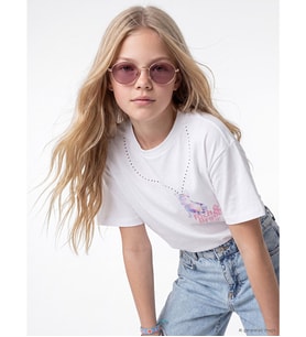 LCW Kids Beyaz Baskılı Kız Çocuk Tişört