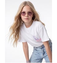 LCW Kids Beyaz Baskılı Kız Çocuk Tişört