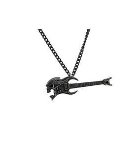 Gitar Siyah Kolye (Gümüş)