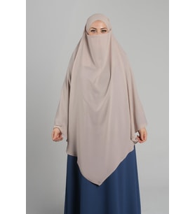 Bej Pratik Hazır Geçmeli Tesettür Eşarp Krep Bağcıklı Çift Katlı Sufle Hijab 2314_12