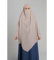 Bej Pratik Hazır Geçmeli Tesettür Eşarp Krep Bağcıklı Çift Katlı Sufle Hijab 2314_12