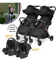 Lorelli Loret Otomatik Katlanan Kabin Boy İkiz & Travel Set Bebek Arabası - Black (Standart)