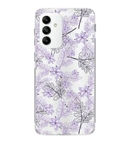 Samsung Galaxy A04s Kapak Floral Lila Tasarımlı Şeffaf  Kılıf
