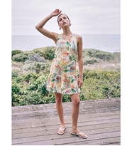 LCW EVERYDAY Karışık Bisiklet Yaka Çiçekli Fırfırlı Mini Elbise