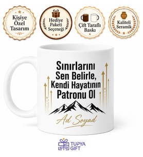 Sınırlarını Sen Belirle Kendi Hayatının Patronu Ol Kupası Motivasyon Hediye Bardak
