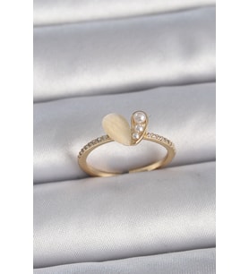 Pirinç Gümüş Renk Ayarlanabilir Zirkon Taşlı Beyaz Mineli Kalp Model Kadın Y? - HPSBYI5098-1