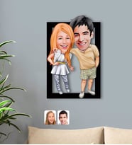 BK Gift Kişiye Özel Sevgililer Karikatürlü 3D Ahşap Tablo-98