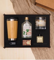 Premium Hediye Kutusu & Bambu Termos Bardak, Kolonya, Mum, Usb Bellek,  Oda Kokusu, Kahve