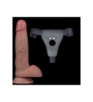 Lovetoy Belden Bağlamalı 18,5cm Çift Katmanlı Silikon Strap On Dildo