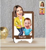 Kişiye Özel Anne Oğul & Abla Kardeş Temalı Karikatür Ahşap Biblo