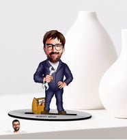 BK Gift Kişiye Özel Tamirci Karikatürlü Ahşap Biblo Model-1