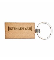 Kişiye Özel Dikdörtgen Ahşap Anahtarlık – İstenilen Yazı Lazer Gravür Anahtarlık – Özel Tasarım Kişisel Hediye