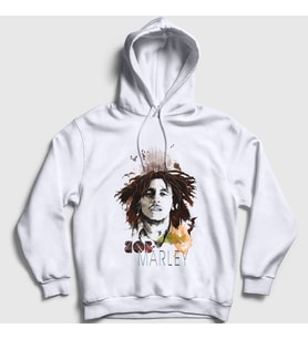 Presmono Unisex Beyaz Wild Bob Marley Kapüşonlu Sweatshirt 266033tt