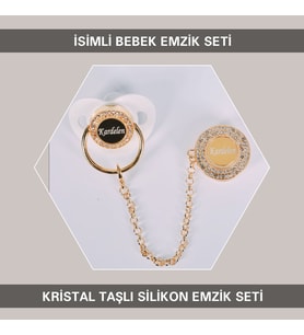 Sahi Aksesuar İsimli Zirkon Taşlı Silikon Bebek Emzik Seti(0-6 Ay Damaklı Beyaz) TYBEZYI156B