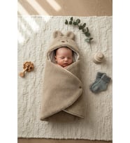 Tavşan Kulaklı Peluş Bebek Kundağı