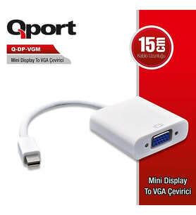 QPORT Q-DP-VGM 0.15metre mDP-VGA (D) Görüntü Adaptörü Beyaz 1080p