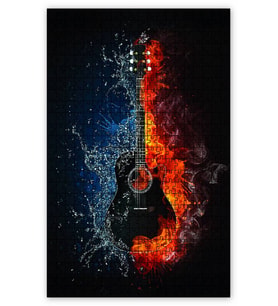 Cakapuzzle Alevli Buzlu Gitar Puzzle Yapboz MDF (Ahşap) (120 Parça)