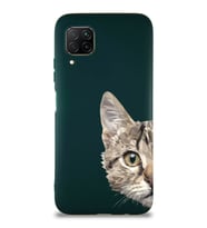 Huawei P40 Lite Soft Premier Kapak Catface Tasarımlı Silikon Kılıf - Yeşil (Şeffaf)