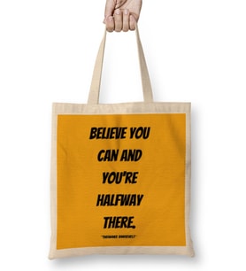 Theodore Roosevelt Quotes Gifts - Vintage Retro Rainbow Style Bez Çanta Uzun Saplı