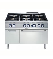Electrolux Professional Endüstriyel 6 Açık Ateşli Gazlı Kuzine, Her Brulör 5,5 Kw, Altı Gazlı Fırın (6 Kw) Derinlik 730 Mm) Ve Dolaplı, Derinlik 730 Mm - 1200 Mm E7GCGL6C10