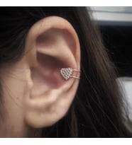 Kalp Rose Gold Kıkırdak Gümüş Küpe