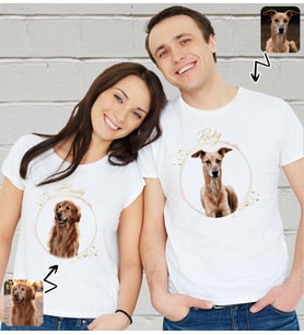 BK Gift Kişiye Özel İki Evcil Hayvan Tasarımlı Beyaz Tişört-4, Sevgiliye Hediye, Arkadaşa Hediye, Trend T-Shirt