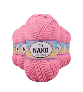 Northcity Nako Elite Baby El Örgü İpi – Tüylenmeyen Pembe Bebek Yünü (5'li Paket)