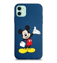 Apple iPhone 11 Uyumlu Lansman Kılıf Mickey Mouse Tasarımlı Altı Kapalı İçi Kadife Kaplı  Kapak (Şeffaf)